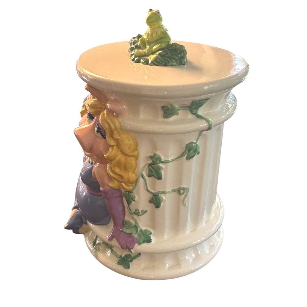 Vintage Treasure Craft Miss Piggy Cookie Jar Muppets Kermit Lid Rare Retro 90s - Picture 5 of 11